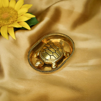 100% Pure Brass Tortoise Vastu with Brass Plate | Tortoise for Good Luck for Home | Fengshui Turtle with Secret Wish & for Wealth | Kachuwa for Vastu | Good Luck Items for Office Desk & Gifts