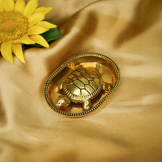 100% Pure Brass Tortoise Vastu with Brass Plate | Tortoise for Good Luck for Home | Fengshui Turtle with Secret Wish & for Wealth | Kachuwa for Vastu | Good Luck Items for Office Desk & Gifts