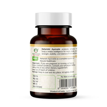 Zephivo Maharishi Ayurveda Organic Neem Tablets 500 MG | Improves Skin Health | Supports Detoxification| 100% Organic & Safe | 60 Tabs
