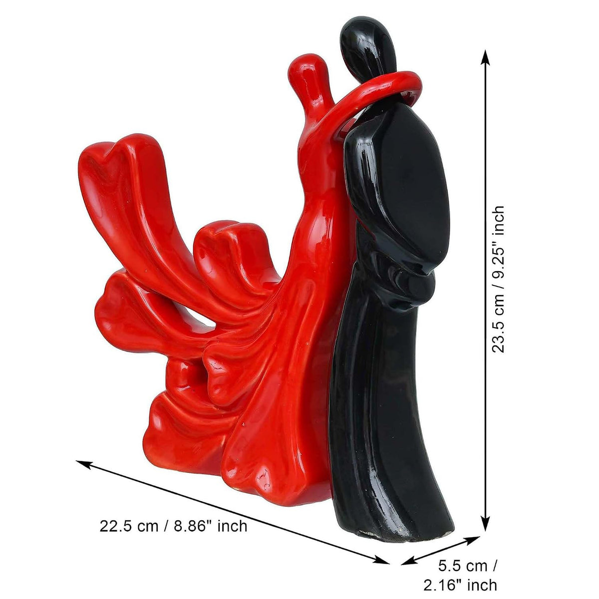 eCraftIndia Romantic Hugging Couple Showpiece(Resin, Red Black)|Decorative Loving Couple Statue|Home Decor Items for Living Room Bedroom Hall Office Desk| Gifts for Anniversary Valentines Day Birthday