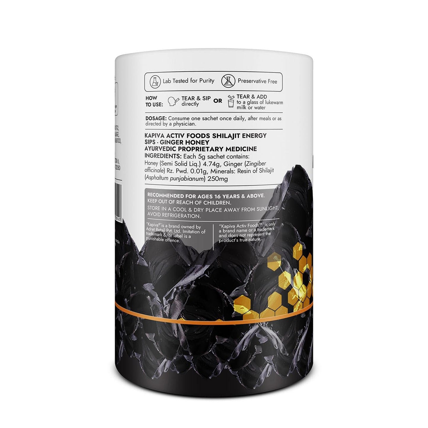 Kapiva Shilajit Energy Sips | With 100% Pure Shilajit/Shilajeet | 250mg Shilajit/Stick | Boosts Energy & Stamina | 30 Sachets | Ginger Honey Flavour