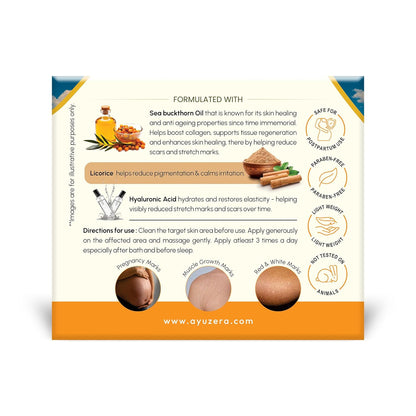 Wellwith Stretch & Scar Cream with Seabuckthorn Oil, Licorice & Hyaluronic Acid, 50g