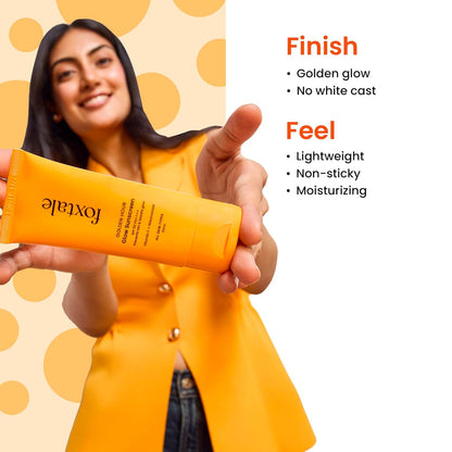 Foxtale SPF 50 Vitamin C Glow Sunscreen with PA++++ & Niacinamide | Lightweight | Fast Absorbing | UVA and UVB Filters | Prevents Tanning | No White Cast | Non-Greasy | For Men & Women | All Skin Types | 50 Ml