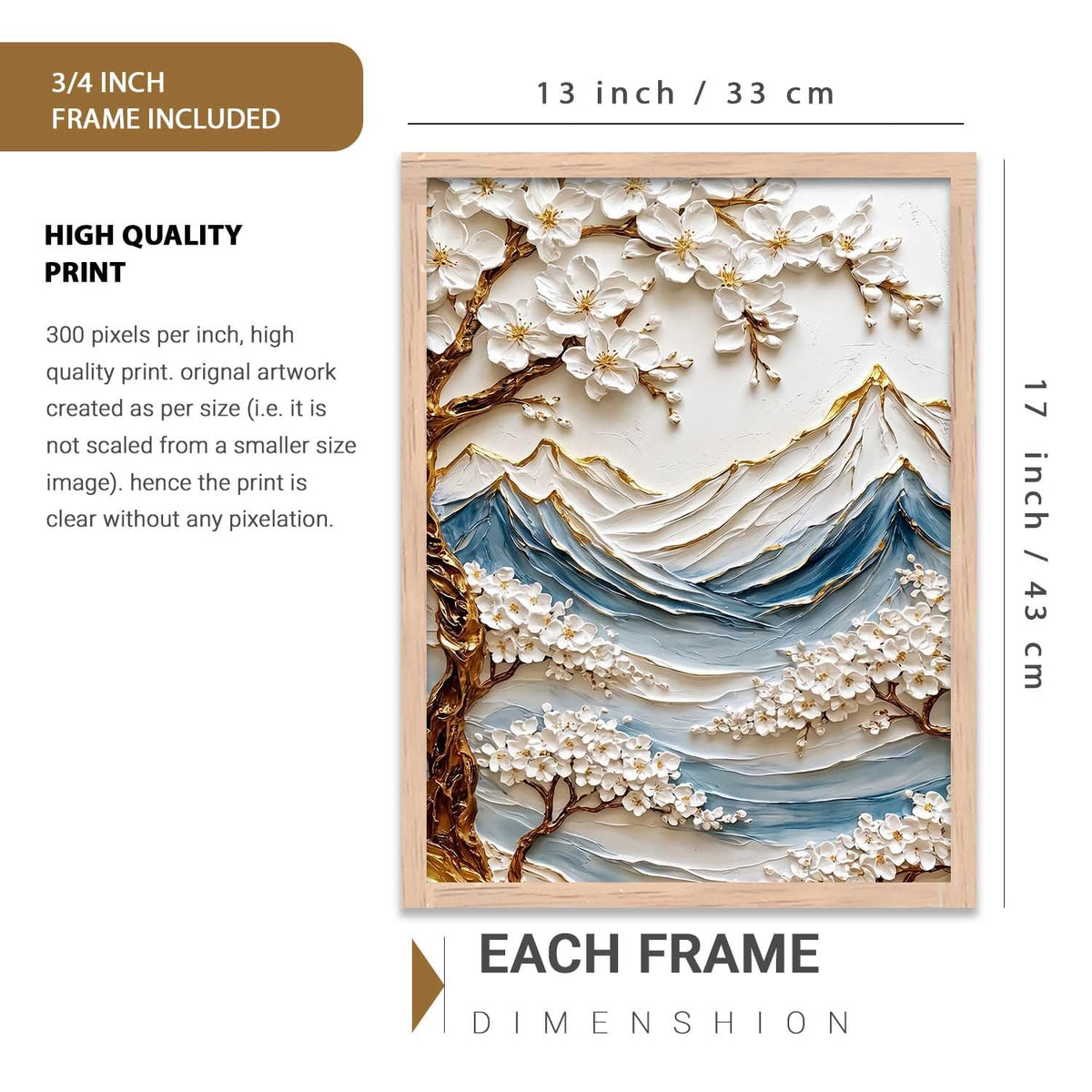 Mountain View Wall Art Home Decoration | Aesthetic Floral Paintings With Frame For Living Room Bed Room Hotel Wall Decor Digital Reprint (13x17 inch)