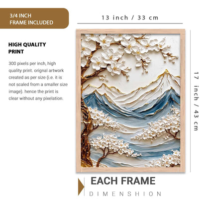Mountain View Wall Art Home Decoration | Aesthetic Floral Paintings With Frame For Living Room Bed Room Hotel Wall Decor Digital Reprint (13x17 inch)