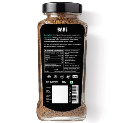 RAGE COFFEE Irish Hazelnut - Flavored Instant Coffee Powder for both Hot & Cold Coffee, 100% Single Origin Arabica Coffee Beans Powder (IRISH HAZELNUT, 100g)