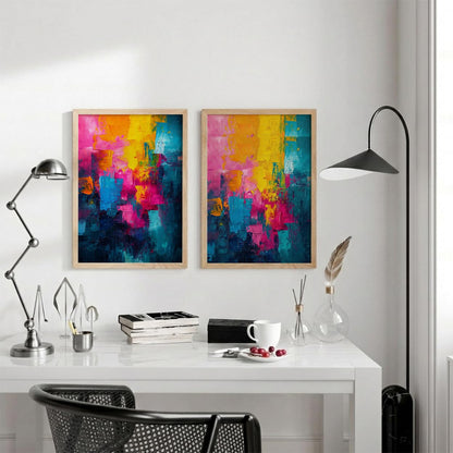 Modern Art Wall Painting Set of 2 for Living Room | Premium HD Printed Wall Frames for Bedroom, Office & Home Decor | Minimalist Contemporary Wall Art (Ready to Hang) (M.10, 13x19 inches)