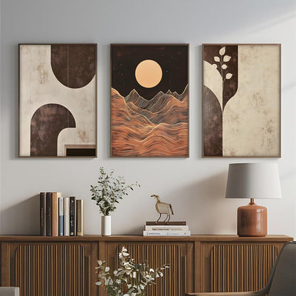 Painting Boho Wall Art Home Decoration Paintings With Frame For Living Room Bed Room Hotel Wall Decor Digital Reprint Set of 3 (Boho 3, 13x19 inch)