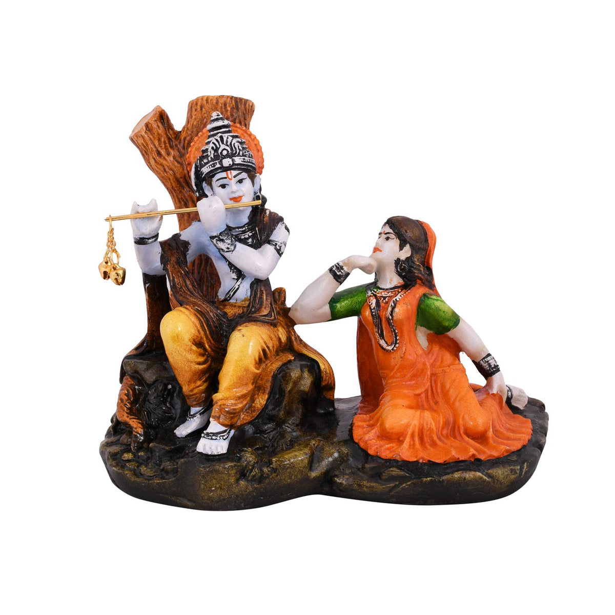 Polyresin Lord Krishna Idol, 5x6x4.5 Inches, Multicolour