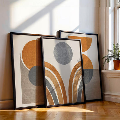 Retro Wall Art Decor Paintings | Set of 3 Minimalist Wall Art Frames for Home Decoration | Perfect for Living Room, Bedroom & Office (Art-8, 10x13inch)