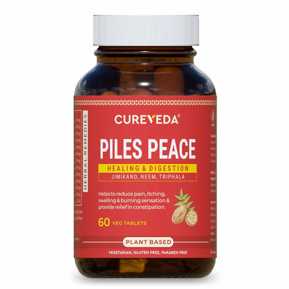 Cureveda Piles Peace supplement bottle on a white background