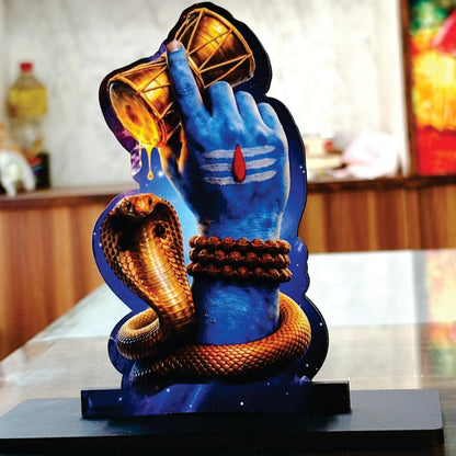 Wooden Lord Shiva Idol with Damru | Spiritual Tabletop Showpiece for Home, Office Desk, Temple, Living Room Decor, Religious Gift Item (5.7 x 6 Inch)