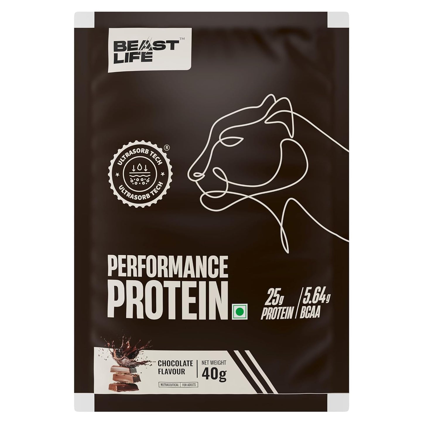 BeastLife Performance Yeast Protein Powder | 25g Protein | Chocolate | Free Shaker | NABL Lab Certified | High Absorption | Ultrasorb Tech | 5.64g BCAA | Beta Glucan | Gut & Immune Support | Pack of 5 | 200g