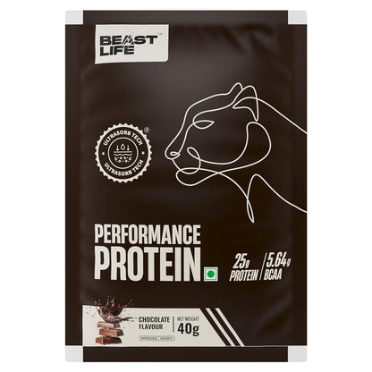 BeastLife Performance Yeast Protein Powder | 25g Protein | Chocolate | Free Shaker | NABL Lab Certified | High Absorption | Ultrasorb Tech | 5.64g BCAA | Beta Glucan | Gut & Immune Support | Pack of 5 | 200g