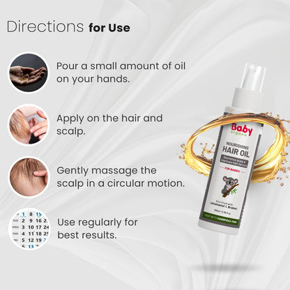 BabyOrgano Ayurvedic Nourishing Hair Oil for Babies & Kids (0-3 Years) – Best Hair Growth Oil – Soothes Cradle Cap – 100% Natural – Promotes Healthy Hair & Scalp – 100ml