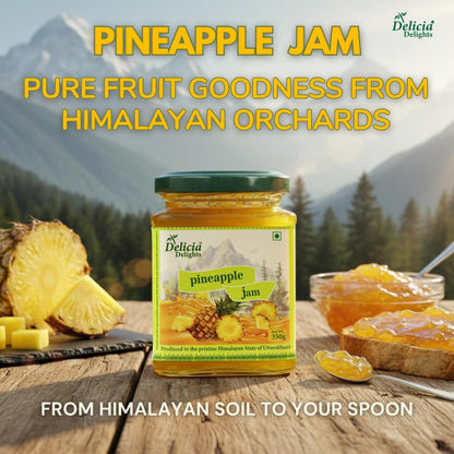 Delicia Delights Pineapple Jam – 350g | Made with Real Pineapples | Natural Fruit Spread | Produced in the Pristine Himalayan State of Uttarakhand