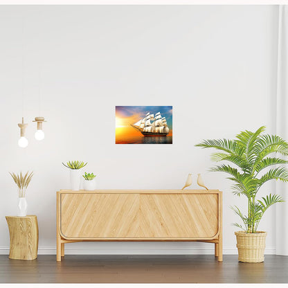 Ship Paintings for Living room, Ship Poster Big Size with Sparkle Coated Lamination - 3189 (Self Adhesive) 18x24 Inch