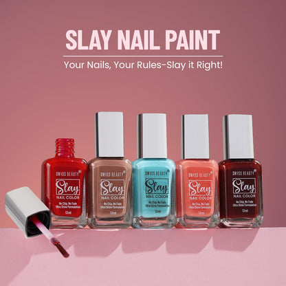 Swiss Beauty Slay Nail Colour – Vibrant, Glossy & Long-Lasting - 13 ML, Classic Cream