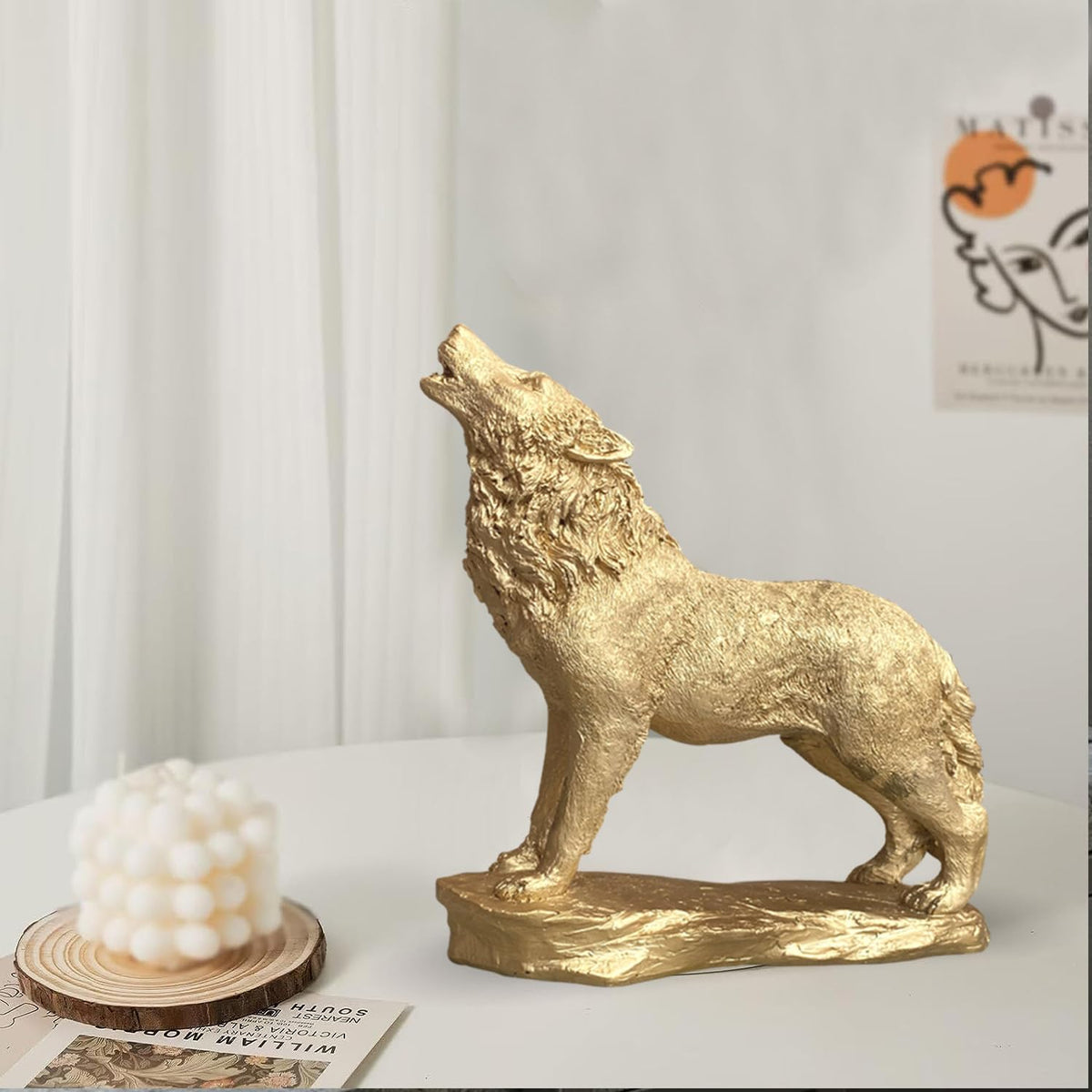 Beautiful Lion Statue for Home Decor (Pack of 1, Golden)
