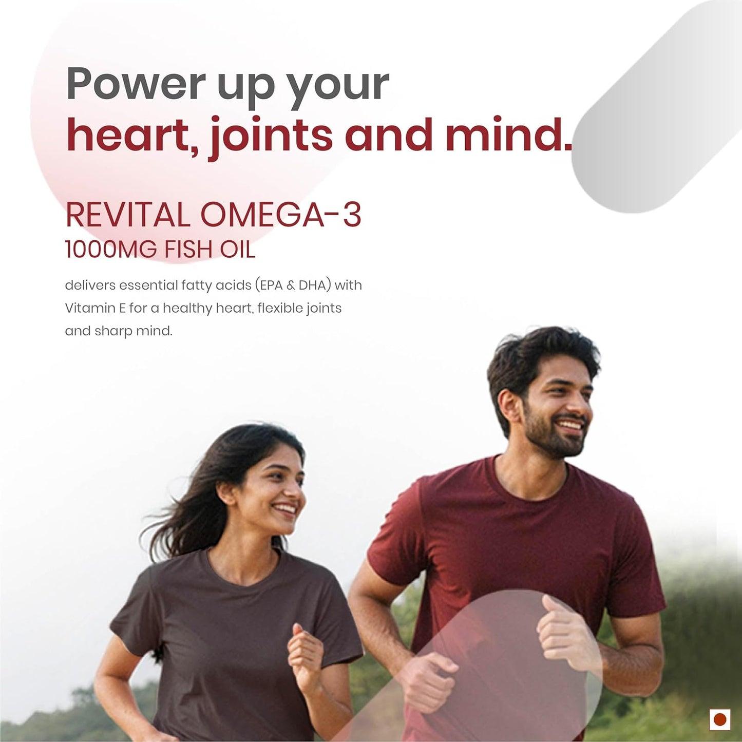 Revital Omega 3 Salmon Fish Oil 1000mg Capsules with EPA 180mg & DHA 120mg | Triglyceride Form | Supports Heart, Joint & Brain Health | Vitamin E Enriched | No Fishy Burps | 60 Capsules | Heavy Metal Tested