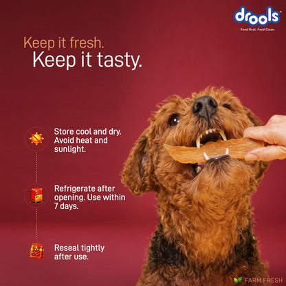 Drools Adult Dog Treat Chicken Jerky 200g | Real Chicken Flavour | No Grains | No Gluten | Prevent Food Allergy or Sensitivity | Firm Texture | Chewy Nature