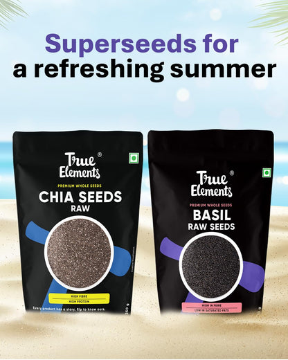 True Elements Basil Seeds 250g - Sabja Seeds | High Fibre and Omega 3
