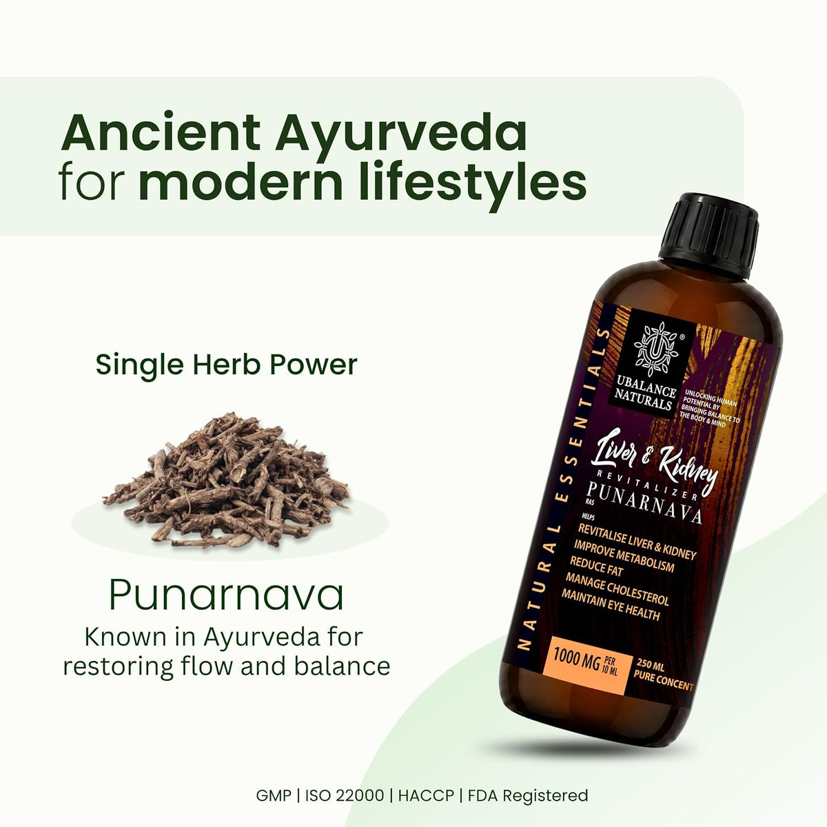 Liver & Kidney Revitalizer | Detox Support 250 ML I Liquid Ayurvedic Punarnava | Supports Liver & Kidney Health, Fluid Balance, Detox & Less Bloating | Men & Women