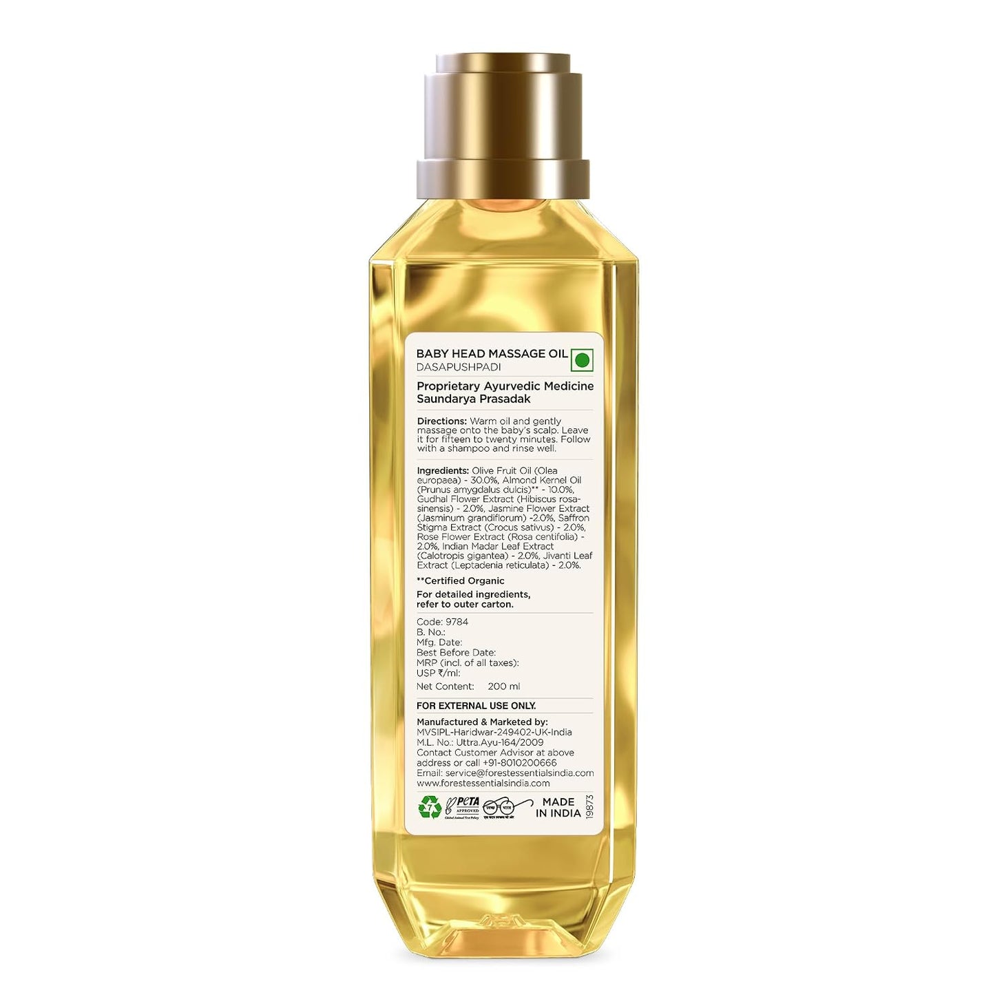 Forest Essentials Baby Hair Oil with 10 herbs specially for Baby Care to gently nourish delicate skin | Ayurvedic Head Massage Oil for Babies | Promotes Hair Growth | Gentle & Natural