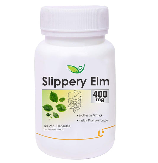 Biotrex Nutraceuticals Slippery Elm 400mg 60 Veg Capsules, Dietary supplement to strengthen Immune System, nutritional supplement, multivitamins, vitamin for men, women and adults, health supplements