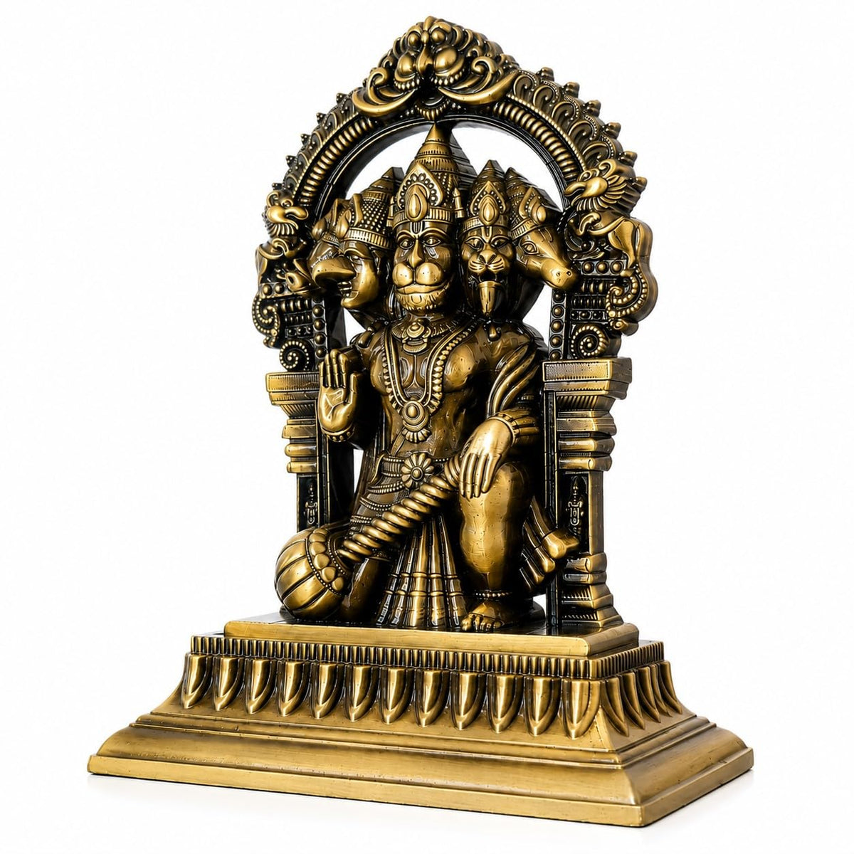 Panchmukhi Hanuman Idol for Home Decor & Pooja Room | Antique Finish Hanuman Statue | Hindu Religious Murti for Temple, Office, Living Room & Gift (13x4.5x10 cm, 185g)