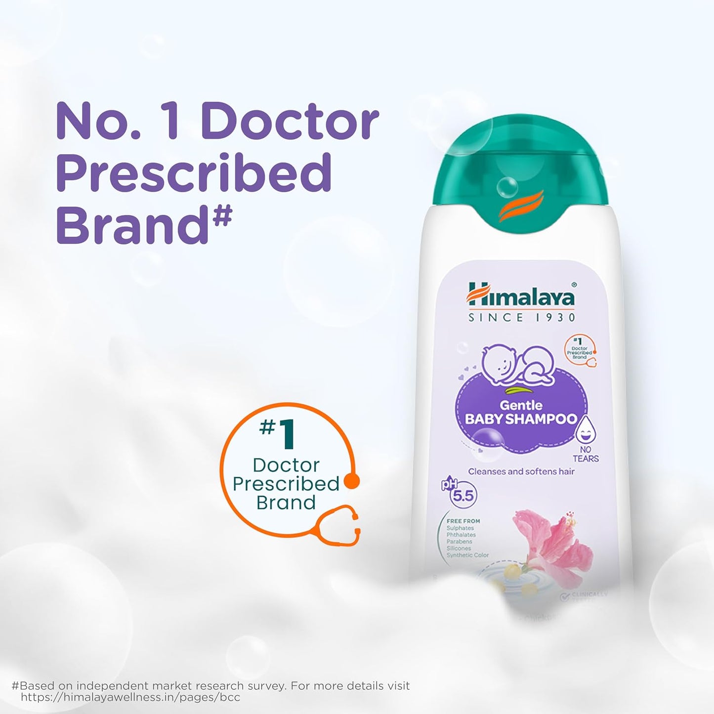 Himalaya Gentle Baby Shampoo with Hibiscus, Chickpea | No Tears | pH 5.5 | No.1 Doctor Recommended Brand | Cleanses, Softens & Nourishes hair | Safe for Newborns | Hypoallergenic