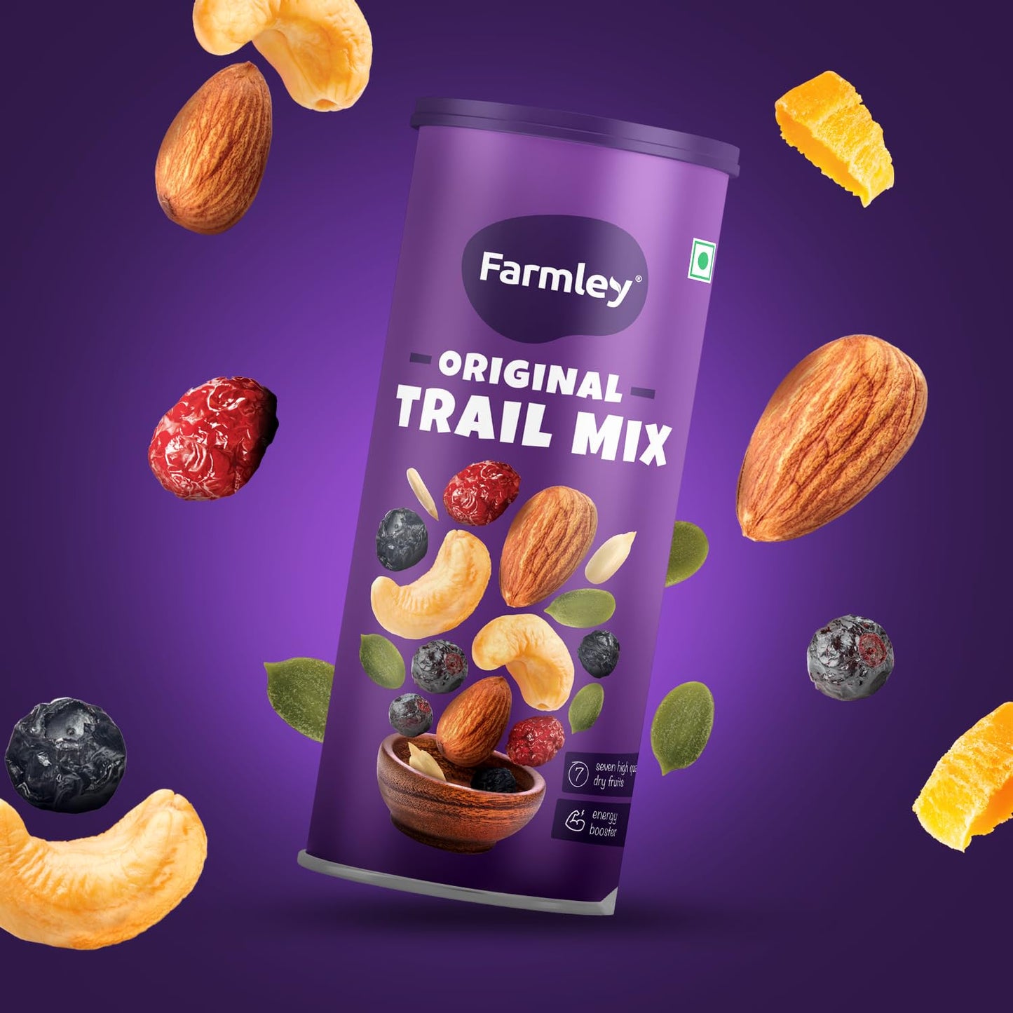 Farmley Trail Mix | 7 Superfood in 1 Mixes | Dry Fruits Contains Almonds, Cashews, Blueberries, Blackcurrant, Pumpkin & Sunflower Seeds 325g (Pack of 1)