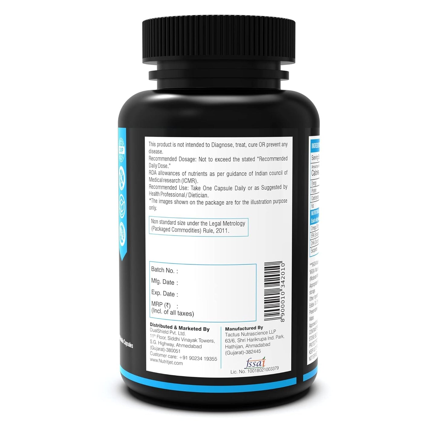 NutritJet Omega 3 Fish Oil 1000mg High Strength with 550 mg EPA and 350 mg DHA for Healthy Heart, Joint Care, Better Skin & Bones Health - 60 Softgels