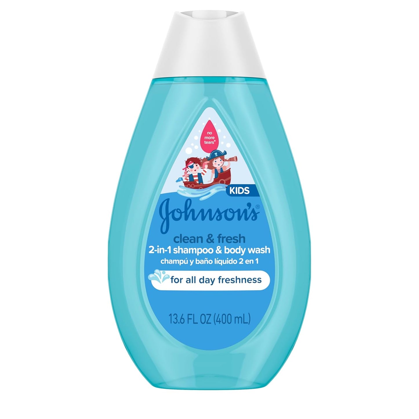 Johnsons Clean & Fresh Tear-Free Childrens Shampoo & Body Wash, Paraben-, Sulfate- & Dye-Free Formula is Hypoallergenic & Gentle on Toddlers Sensitive Skin, FreshBoost Fragrance, 13.6 fl. oz