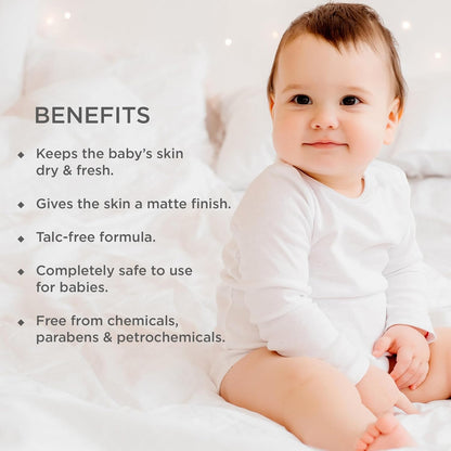 Forest Essentials Baby Body Powder Dasapushpadi | Talc-Free Natural Powder with Cornstarch & 10 Specific Herbs for Baby Care | Gentle & Safe