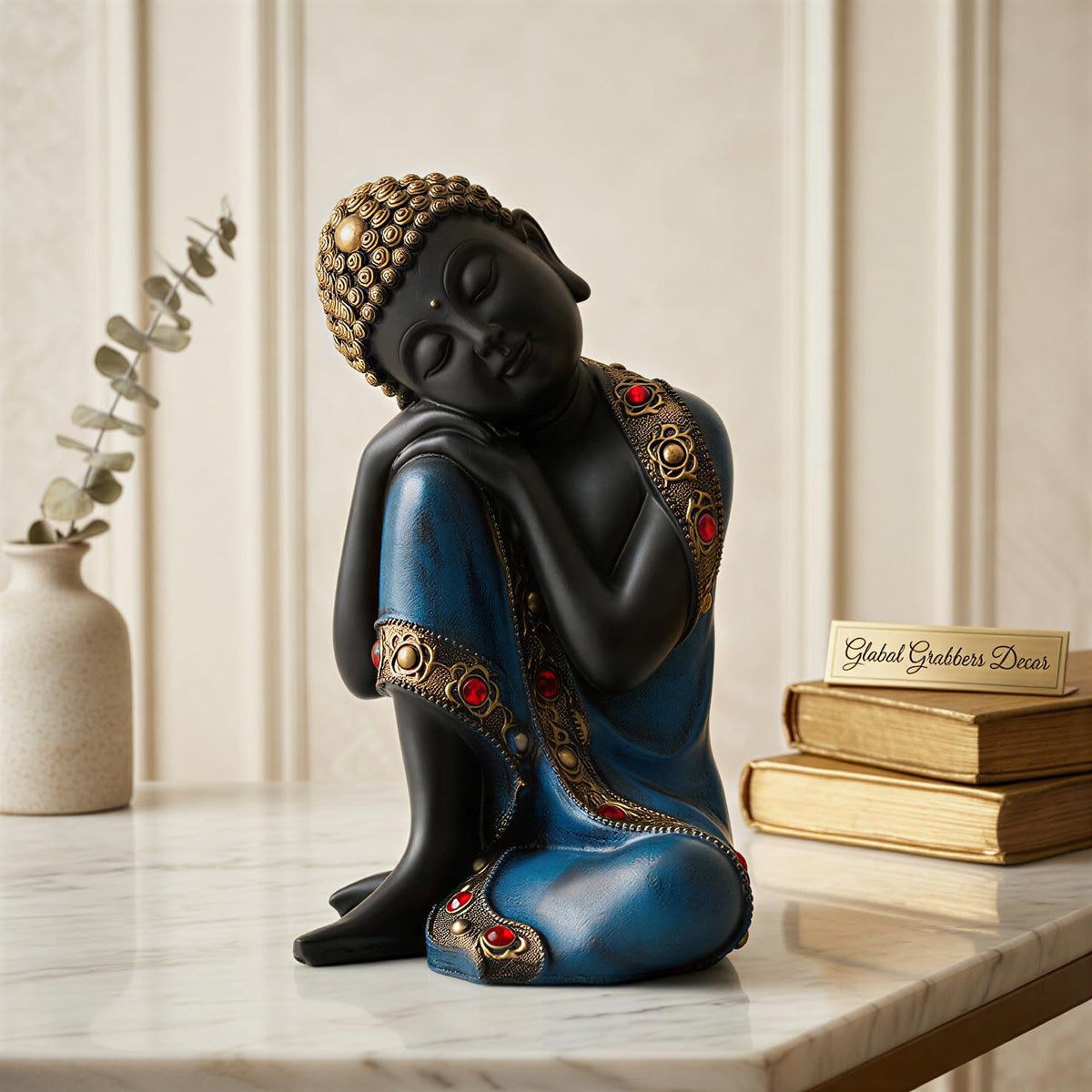 Buddha Idol Statue | Show Pieces for Home Decor Living Room (Blue Black)