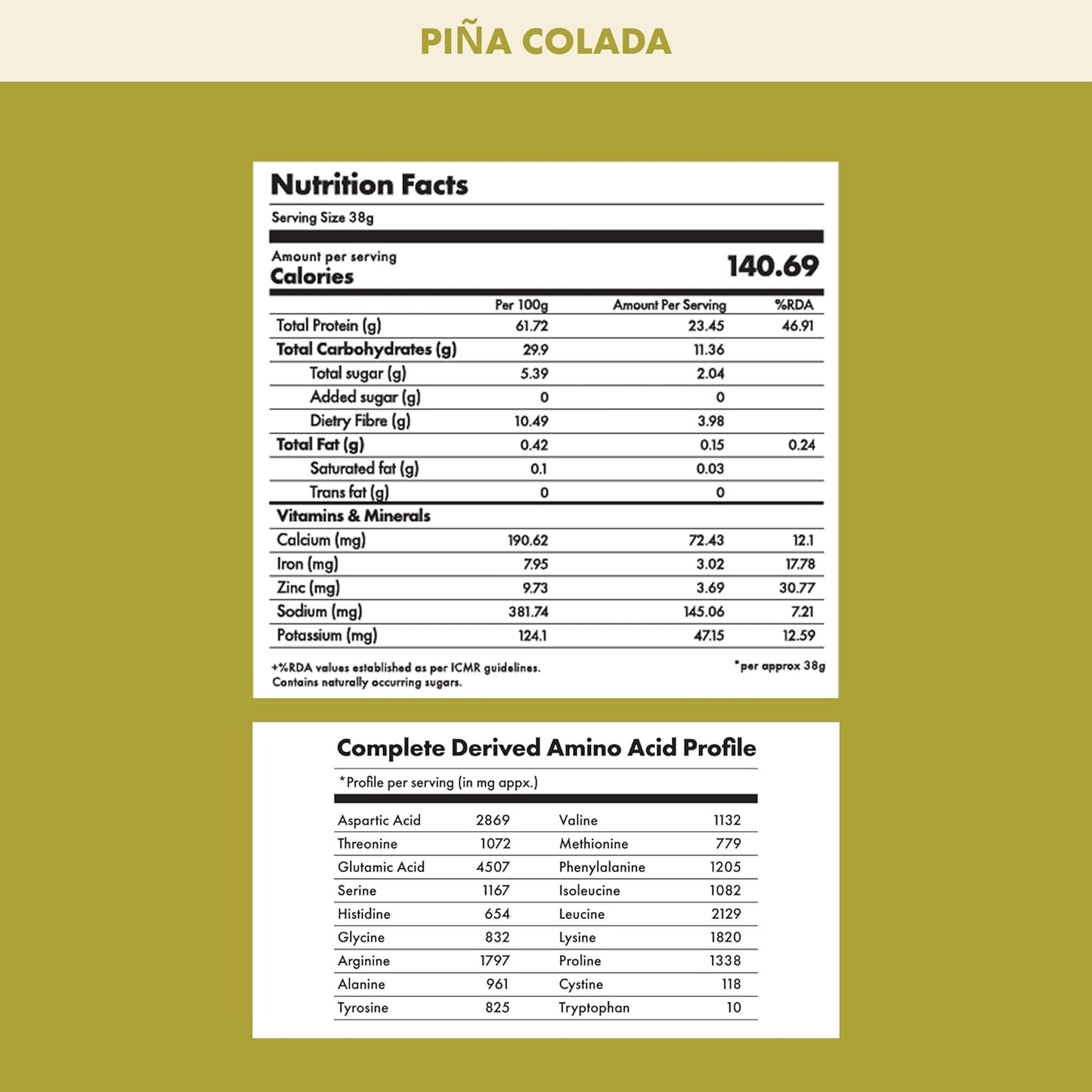 Cosmix No-Nonsense Plant Protein | 23 Protein/Serve, 1Kg Pouch | Pina Colada | Plant Based Protein, Pea & Rice Isolate | Clean, Easy to Digest | All Essential Amino Acids