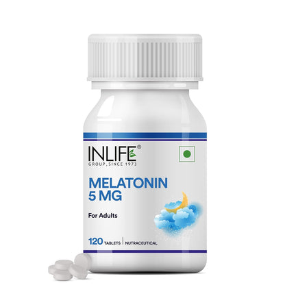 INLIFE Melatonin 5mg Tablets | Supports Sleep and Relaxation | Vegetarian Friendly & Easy to Swallow Supplement for Men and Women - 120 Tablets