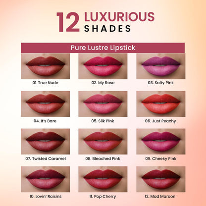 Swiss Beauty Pure Lustre Lipstick | High Shine Finish | Smooth Glide | With Olive Oil & Vitamin E | Hydrating | Shade- True Nude, 3.8gm