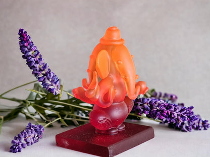 Ganesha Idol for Car Dashboard | Beautiful Ganesh Murti for Home Temple | Ganpati Figurine Statue Showpiece Sculpture for Office Desk (Orange-Red)