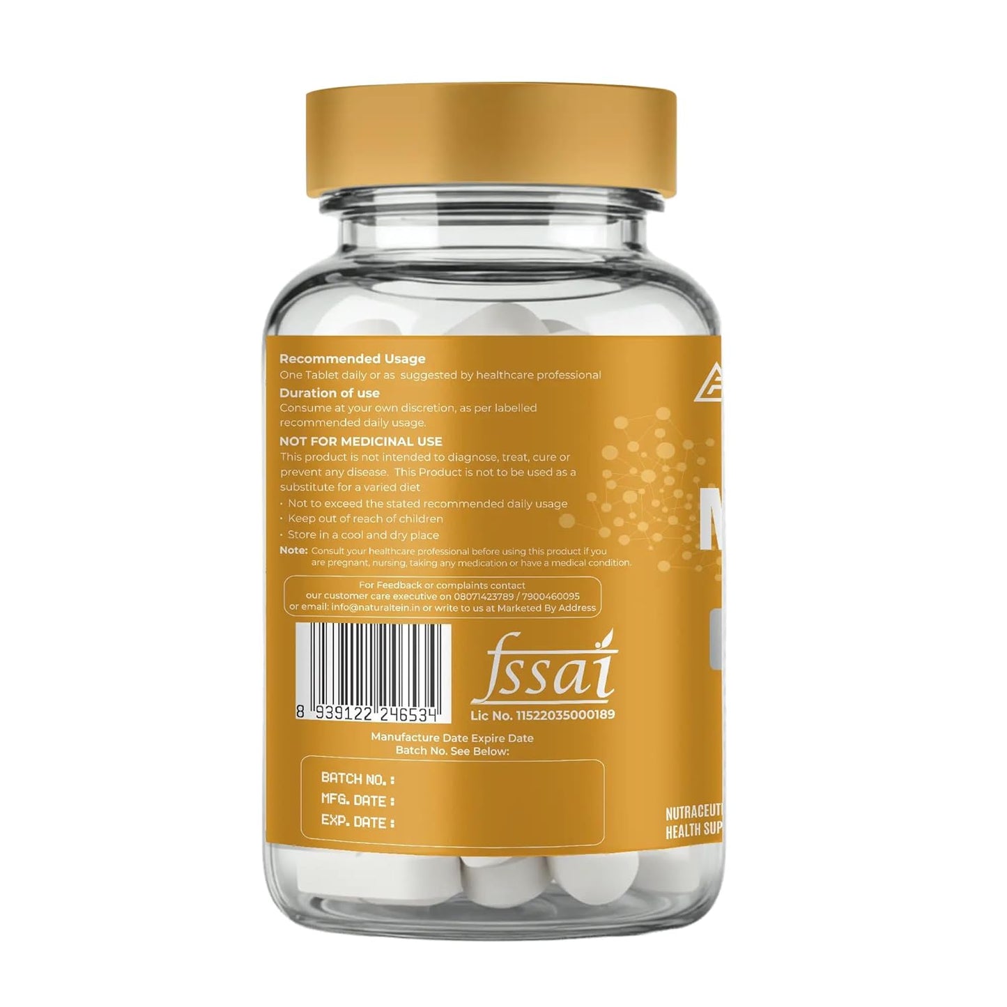 Naturaltein Magnesium Glycinate 1100mg (150mg Elemental) | Chelated High Absorption Magnesium | Supports Sleep Quality & Normal Muscle Function | Glyphosate Tested | 30 Tablets