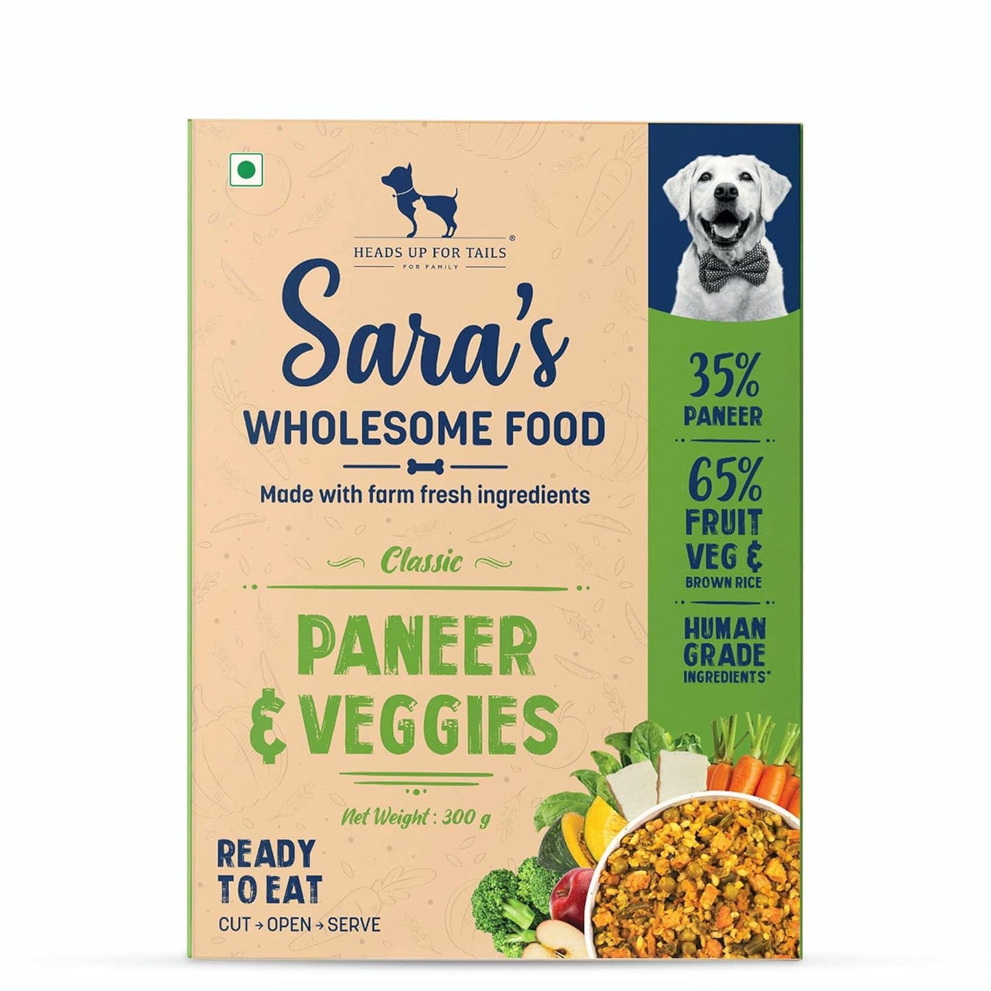 Sara's Wholesome by HUFT Classic Paneer & Veggies Dog Food – 300 gm | Wet Gravy Meal for All Breeds & Life Stages | No Artificial Flavours, Preservative-Free