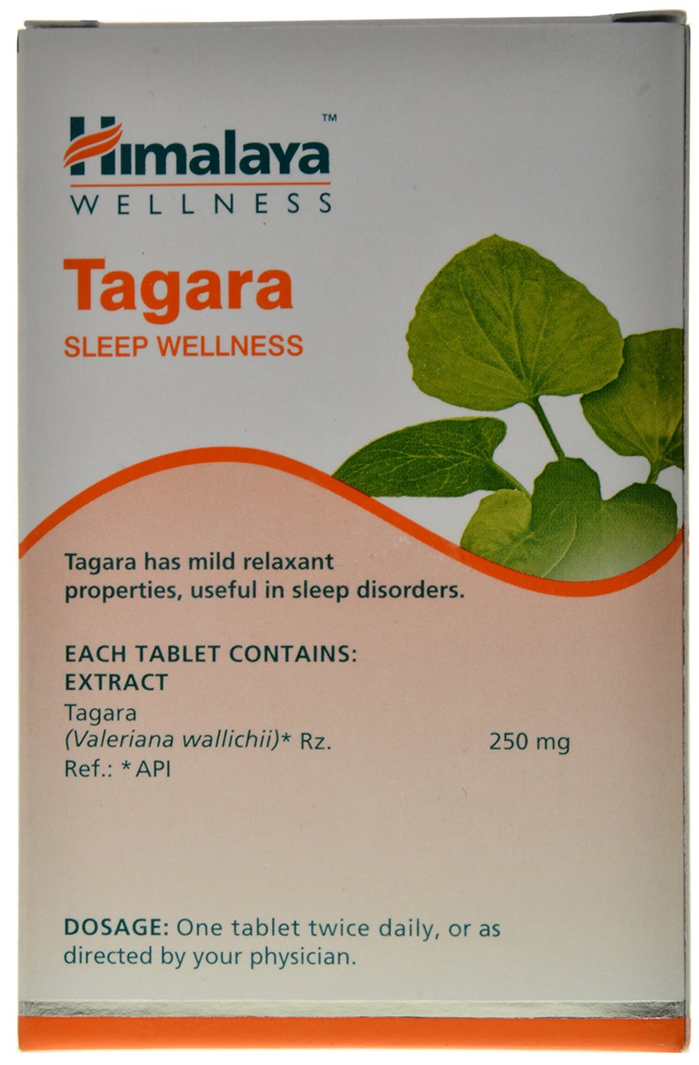 Himalaya Wellness Tagara Sleep Wellness packaging with green leaves on a beige background