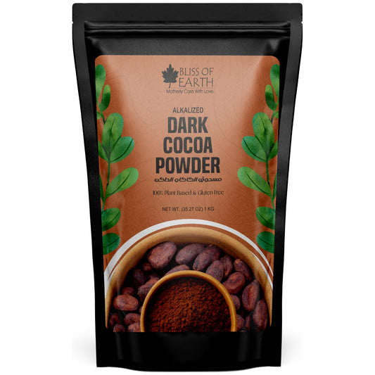 Bliss of Earth Naturally Organic Dark Cocoa Powder 1kg for Chocolate Cake Making & Chocolate Hot Milk Shake, Unsweetened