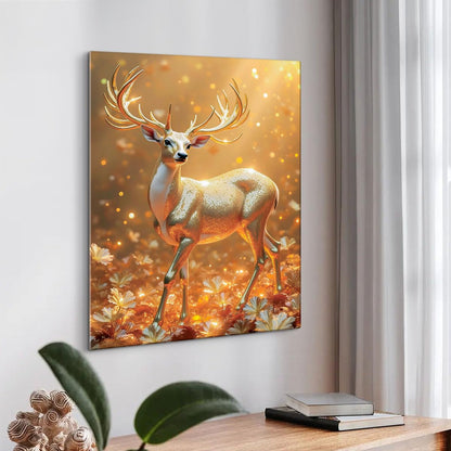 Canvas Vastu Golden Deer Wall Painting, Big Size Canvas Painting For Living Room, Bedroom, Multicolor, Abstract, 58.0 X 45.0 cm, Set of 1