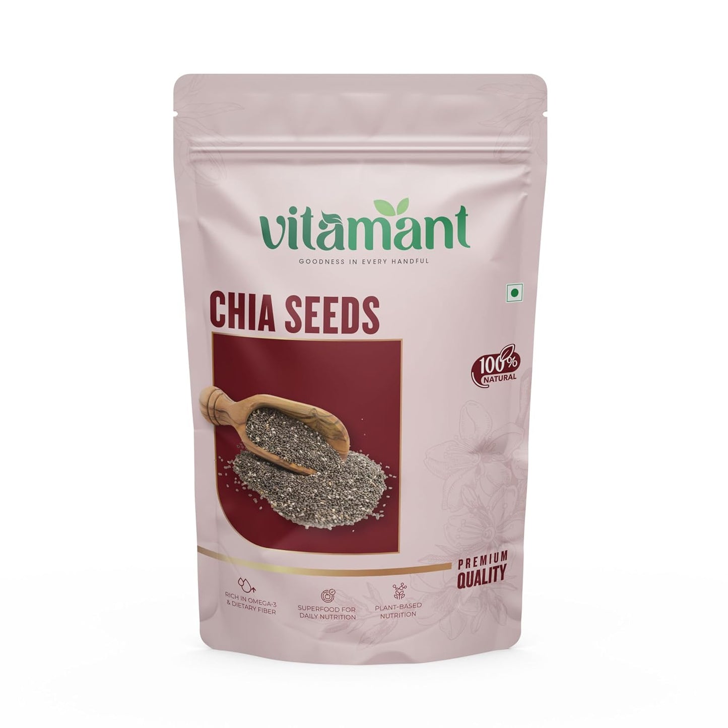 Vitamant Premium Raw Chia Seeds | Natural, Vegan & Gluten-Free | Rich in Omega-3, Fiber & Protein | Energy-Boosting Superfood for Weight Loss & Heart Health – 200g