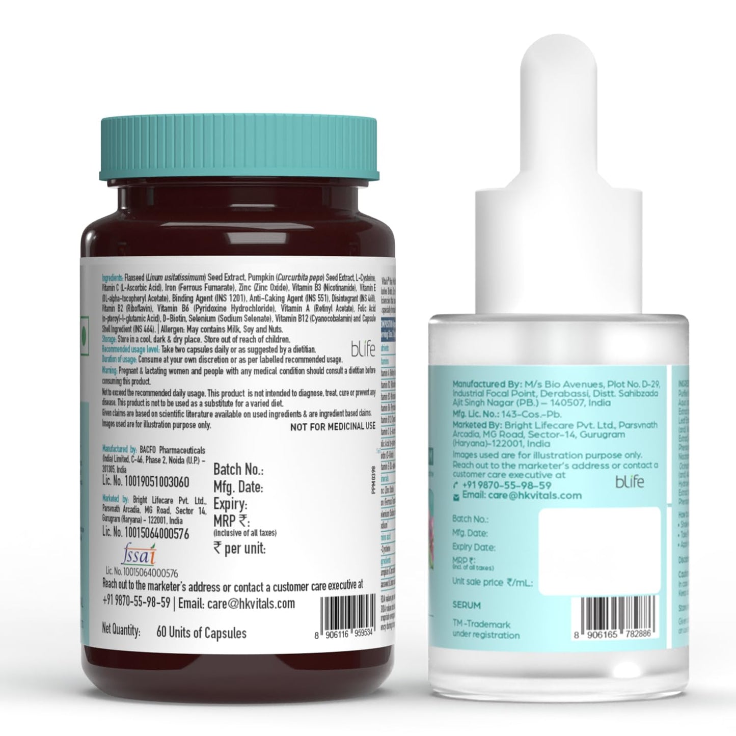 HealthKart HK Vitals Hair Re-Growth Kit| Controls Hairfall & Promotes New Hair Growth | Hair Multivitamin with Biotin (60 Capsules) & Hair Growth Serum with 3% Redensyl (30 ml) | Combo Pack