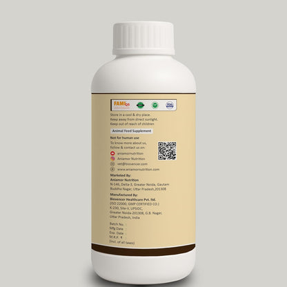 Aniamor Immunity Booster Tonic for Cattle, Cow, Buffalo, Goat, Sheep & Broilers | Vitamin A, D3, E, B12 with Selenium & Yeast Extract | Liquid Feed Supplement for Growth & Productivity | 1 Litre
