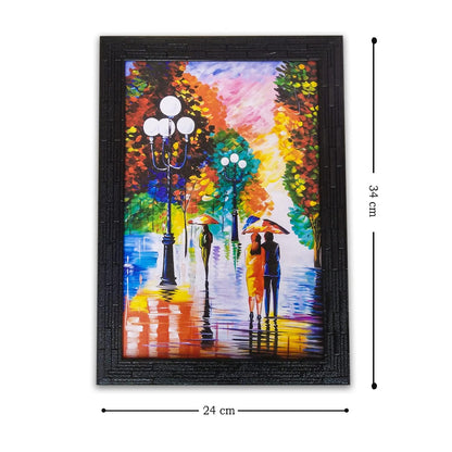 Abstract Art Wooden Framed Painting | Ready to Hang- (Wooden Frame, Multicolor, 10inch x 14 inch)