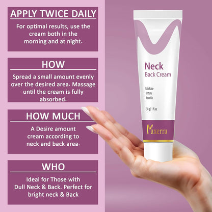 Neck & Back Cream | Exfoliating & Brightening Cream for neck, ankles, knuckles, Armpits, Thighs, Elbows | For Men & Women (30g)